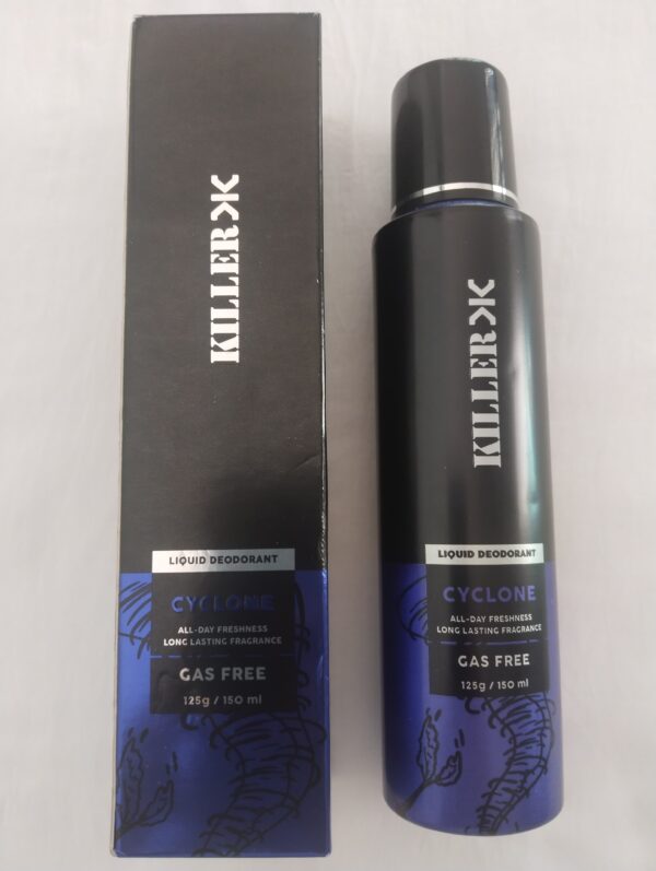 Killer Liquid Deodorant 150ml front and back view