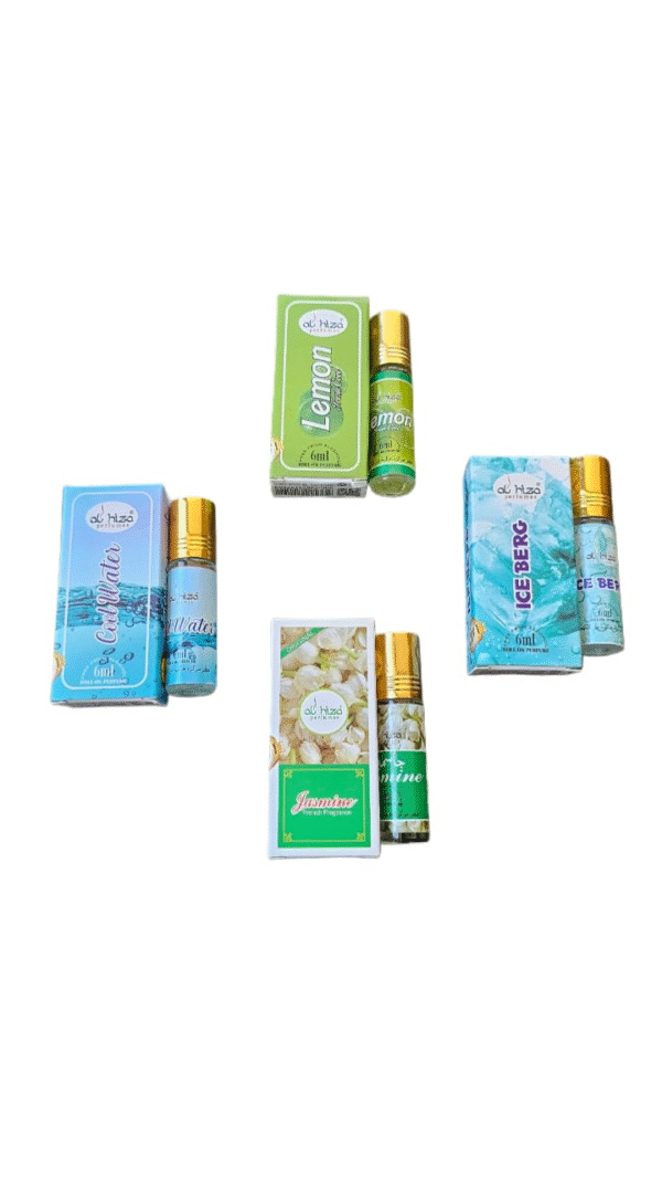 Al Hiza Roll-on Perfume Combo Pack (4 x 6ml) – Cool Water, Ice Berg, Jasmine, Lime